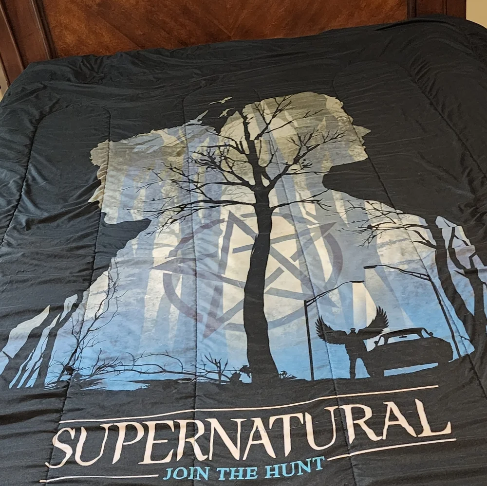 Supernatural JOIN THE HUNT Black & Blue Comforter sz F/Q Limited Edition